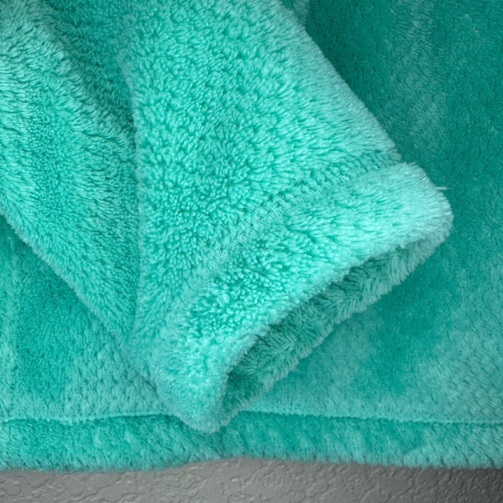 Talbots Aqua Teal Quarter Zip Fleece Pullover Medium Cozy Kangaroo Pocket - Picture 8 of 8